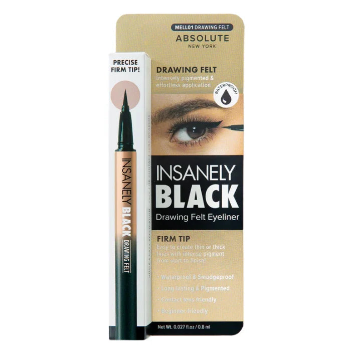 ABSOLUTE NEW YORK INSANELY BLACK DRAWING FELT EYLINER FIRM TIP 0.8 ML