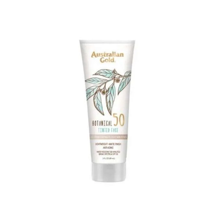 AUSTRALIAN GOLD LOTION SOLAIRE VISAGE TEINTE BOTANIQUE SPF 50 PEAU CLAIRE A ILLUMINEE 89 ML
