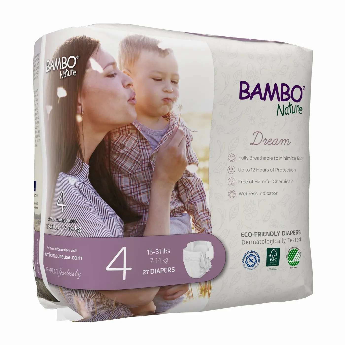 Bambo Nature Dream Diapers size 4 (7-14 kg / 15-31 lbs), 27 pcs