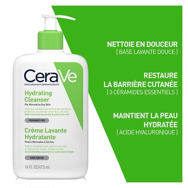 Cerave crème lavante hydratante 473 ml – vue 2