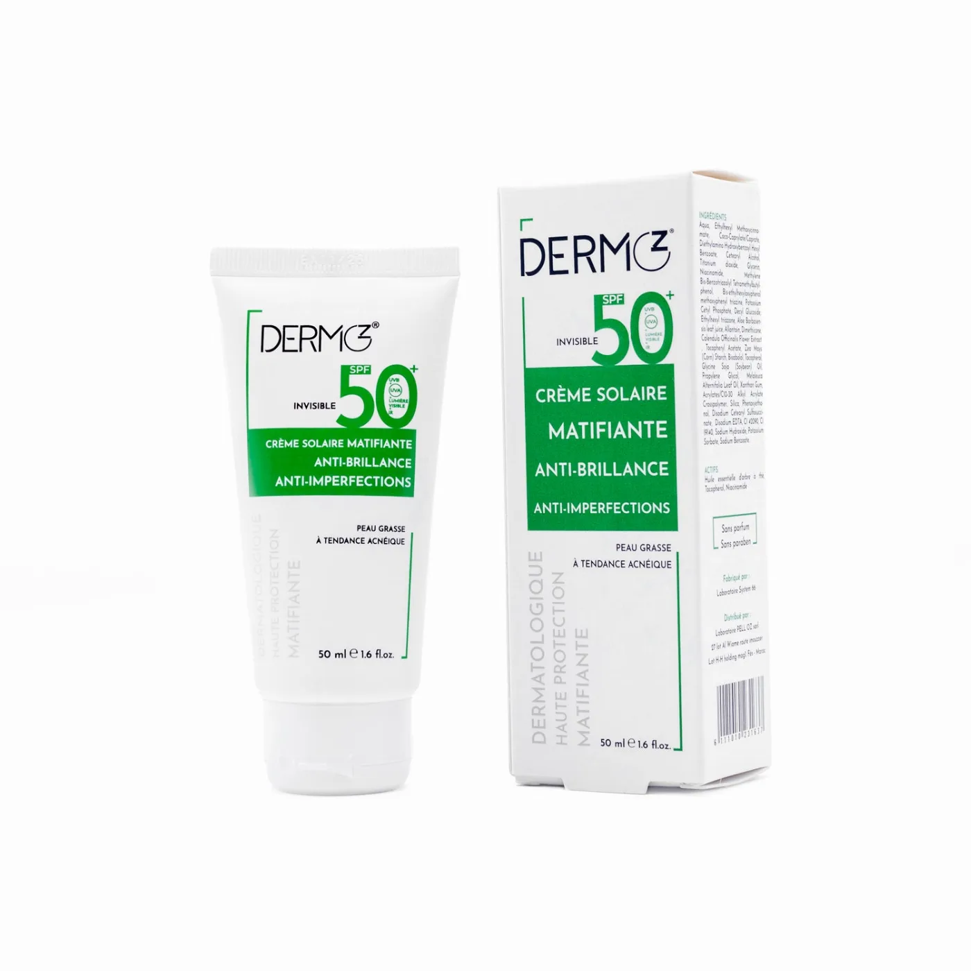 DERMOZ Crème Solaire Invisible Matifiante SPF 50