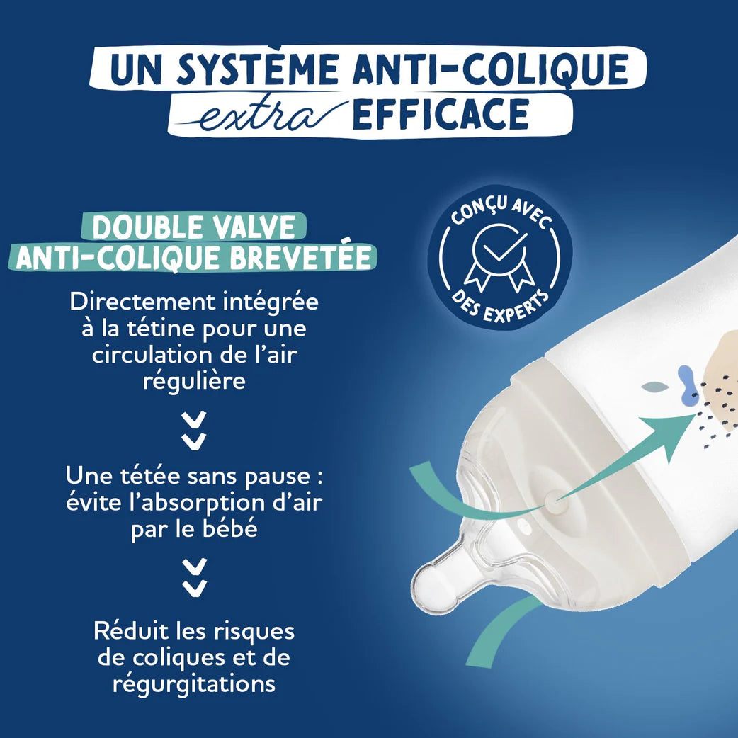 DODIE BIBERON TETINE MULT ANTI COLIQUE +6 MOIS DEBIT 3 ROSE 330 ML – vue 2