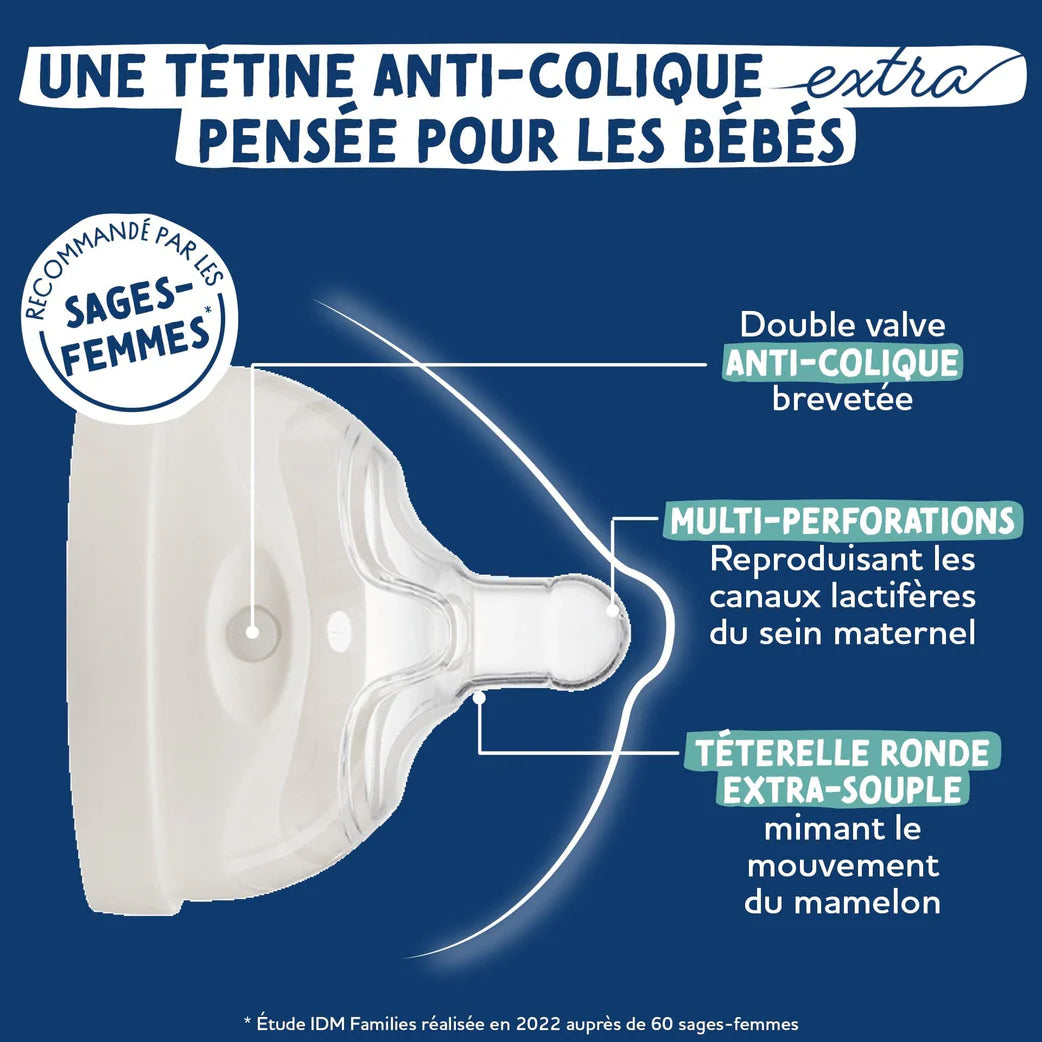 DODIE BIBERON TETINE MULT ANTI COLIQUE +6 MOIS DEBIT 3 ROSE 330 ML – vue 3