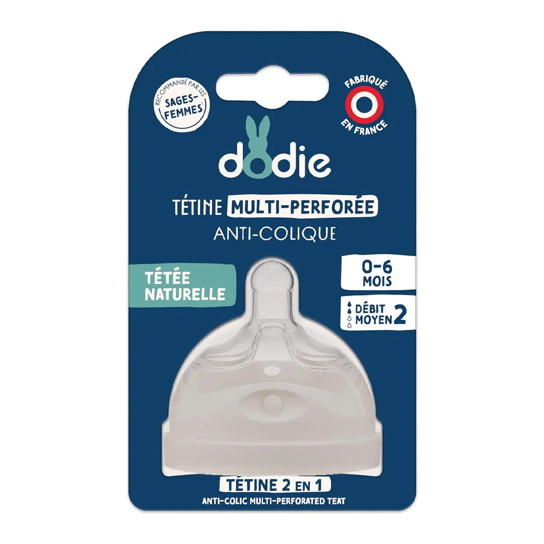 Dodie Biomimétisme Tétine multi perforée anti-colique 0-6 mois débit 2