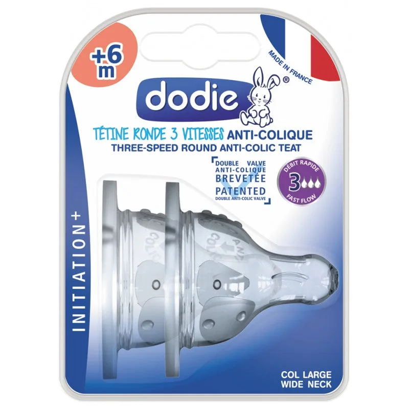 DODIE initiation Tétine  Ronde 3 Vitesses  + ANTI-Colique 4 liquide épais