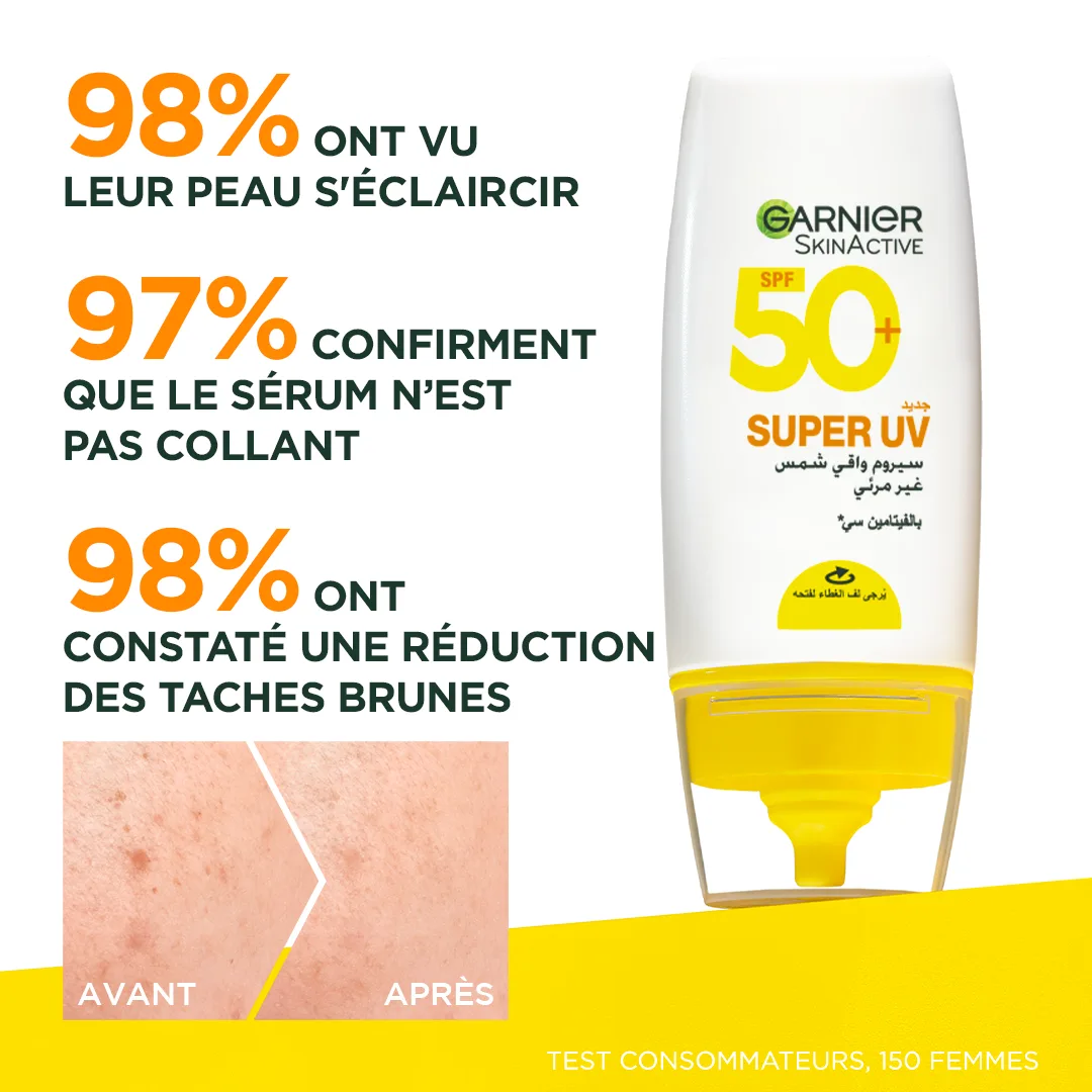 Garnier super uv invisible serum sunscreen spf 50 pa++++ uva/b – vue 2