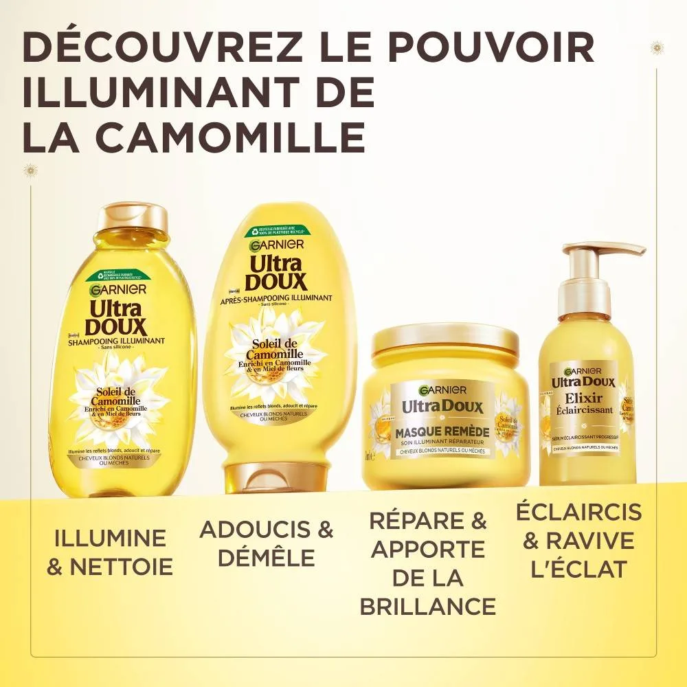 GARNIER ULTRA DOUX CAMOMILLE APRÈS-SHAMPOOING ILLUMINANT & BRILLANT 250 ML – vue 6