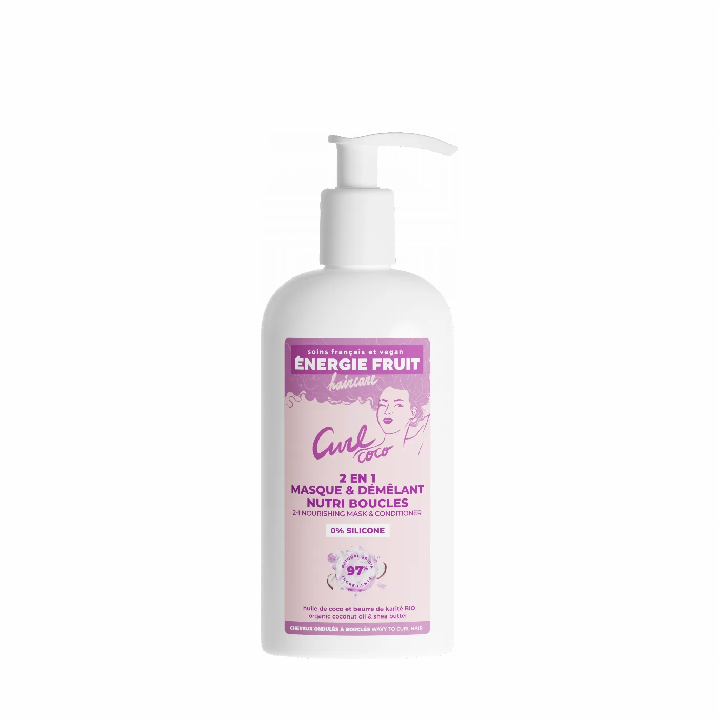 ENERGIEFRUIT MASQUE 2 EN 1 COCO CURL NOURRISSANT BOUCLES - HUILE DE COCO ET BEURRE DE KARITE - SANS SILICONE  300ML