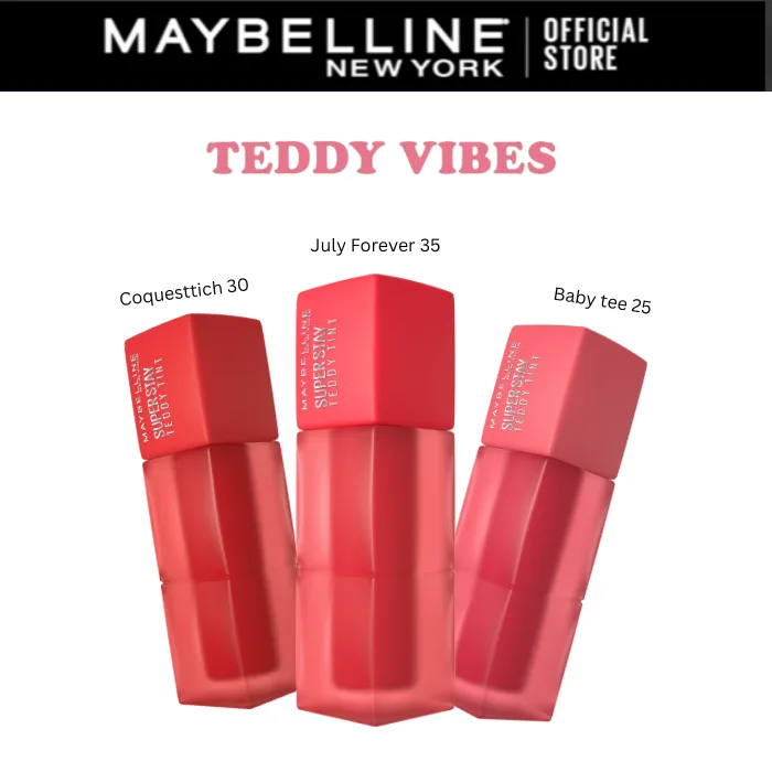 MAYBELLINE NEW YORK SUPERSTAY TEDDY TINT BLUSH À LÈVRES – PACK DE 3 TEINTES 25,30,35