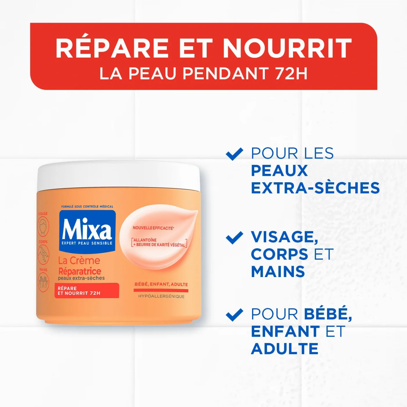 MIXA CRÈME SHEA REPARATRICE PEAUX EXTRA SECHES 400ML – vue 3