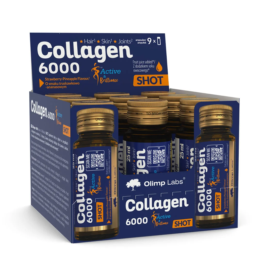 OLIMP LABS COLLAGEN 6000 HAIR SKIN JOINTS 9 X 25ML SHOT