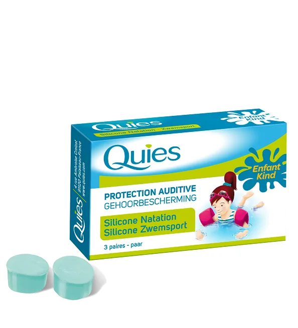 QUIES Protection Auditive Filtre Natation en Silicone Enfant 3 Paires