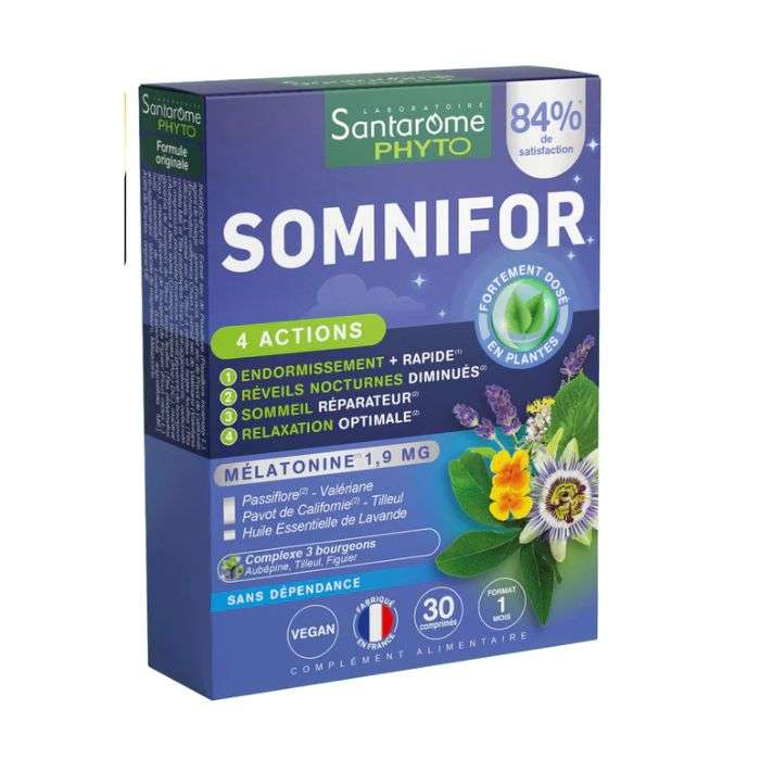 Santarome Phyto Somnifor – 30 Comprimés – Sommeil Naturel & Réparateur