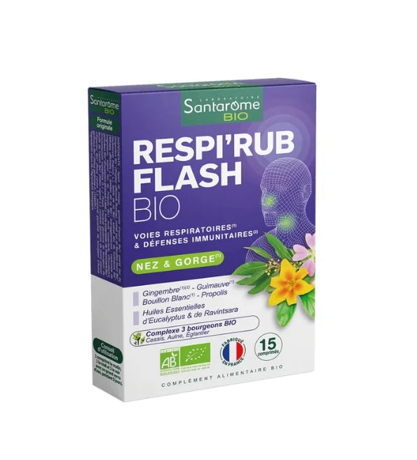 Santarome Respi’Rub Flash 15 Comprimés – Défenses Naturelles & Confort Respiratoire