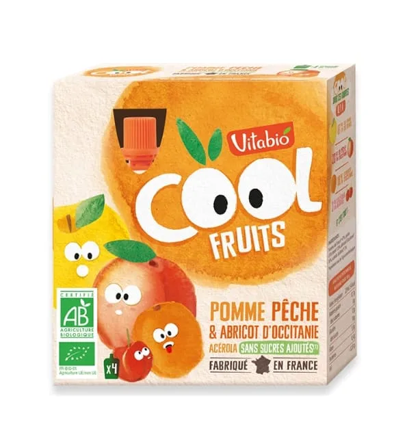 VITABIO COOL FRUITS POMME PECHE ABRICOT 4 X 90G