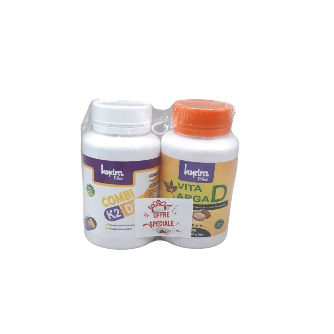 Hydra Plus Combi K2 D3 60 Comprimes  + Vita Arga D 60 Comprimes Pack