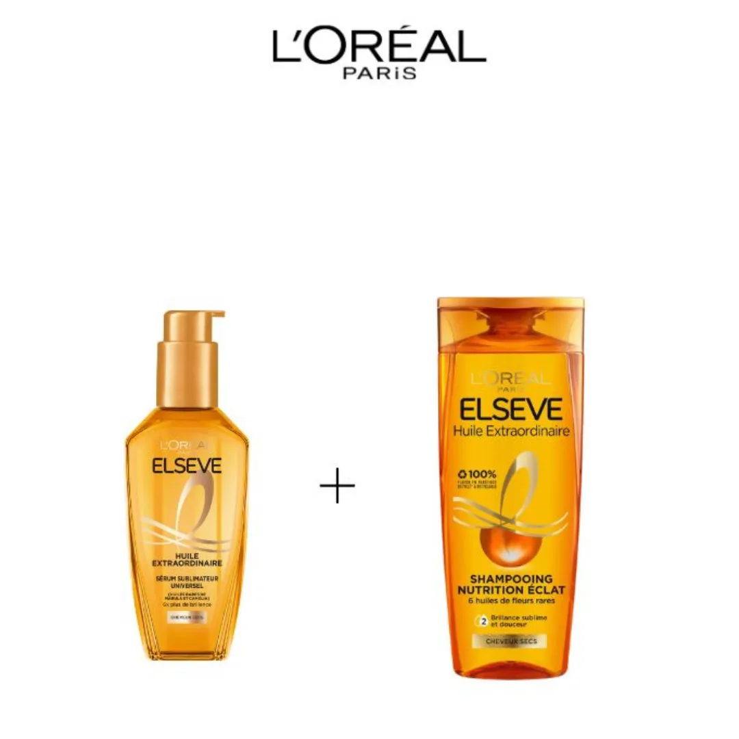 L’Oreal Paris Elseve Huile Extraodinaire Cheveux tres Secs  shampooing 200ml+Serum 100ml
